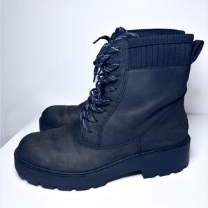 UGG Ballard Black Leather Lace Up Winter Combat Boots Women’s Size 10 FUC